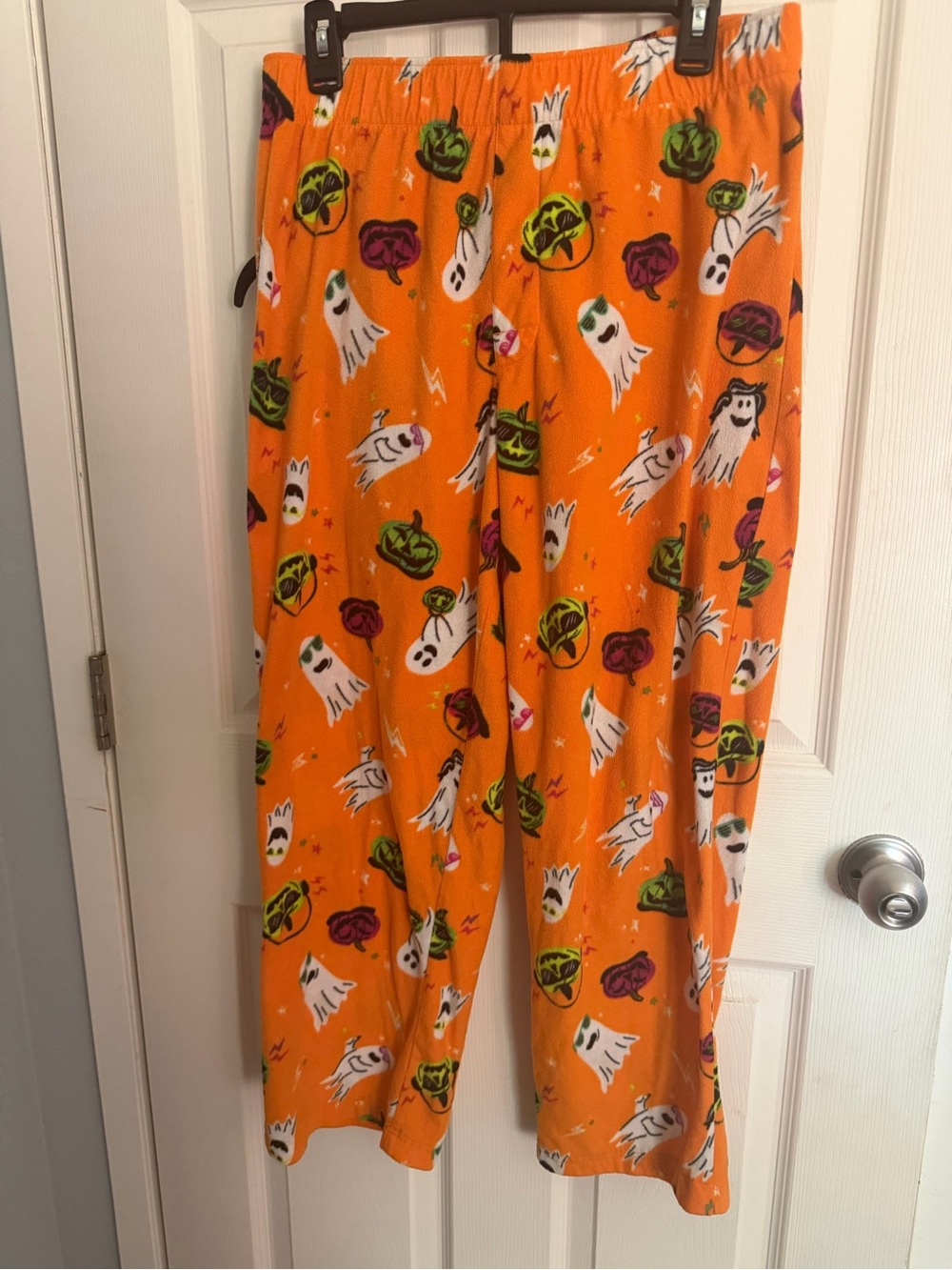 Men's Orange Halloween Ghost Print Pajama Pants